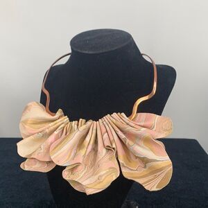 Vintage copper and leather choker necklace